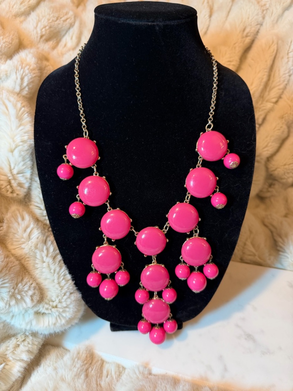 J. Crew Bright Pink Statement Bib Necklace